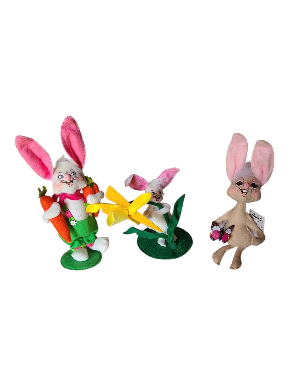 NWT Annalee Easter Bunny Trio - 2012 Garden Boy & 2015 Bunny Tails Set